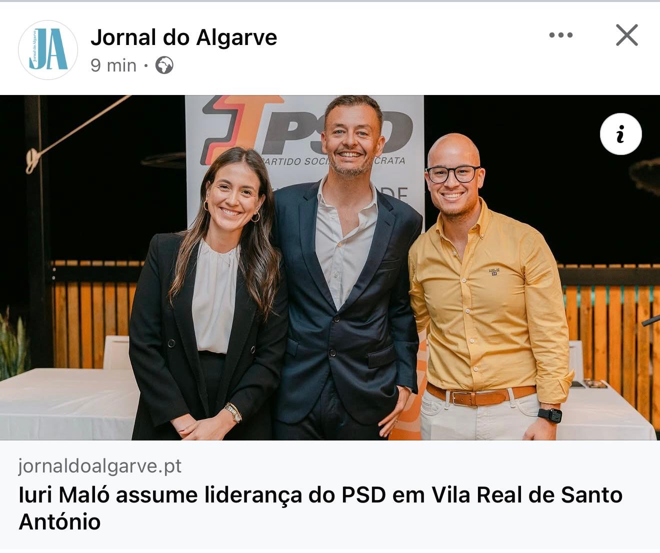 Jornal do Algarve — Iuri Maló assume liderança do PSD em Vila Real de Santo António